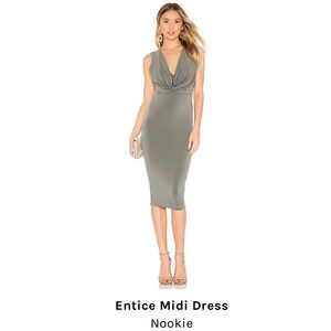 NOOKIE Entice Midi Dress -khaki